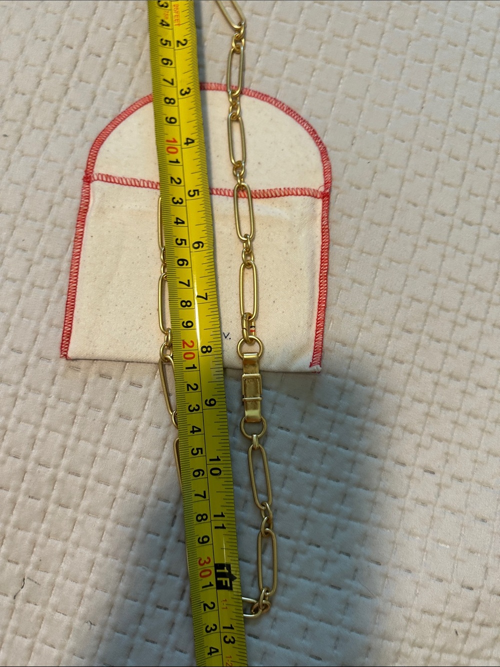 Clare V Gold Paperclip buckle Chain Strap with Cream Pouch - Picture 4 of 4